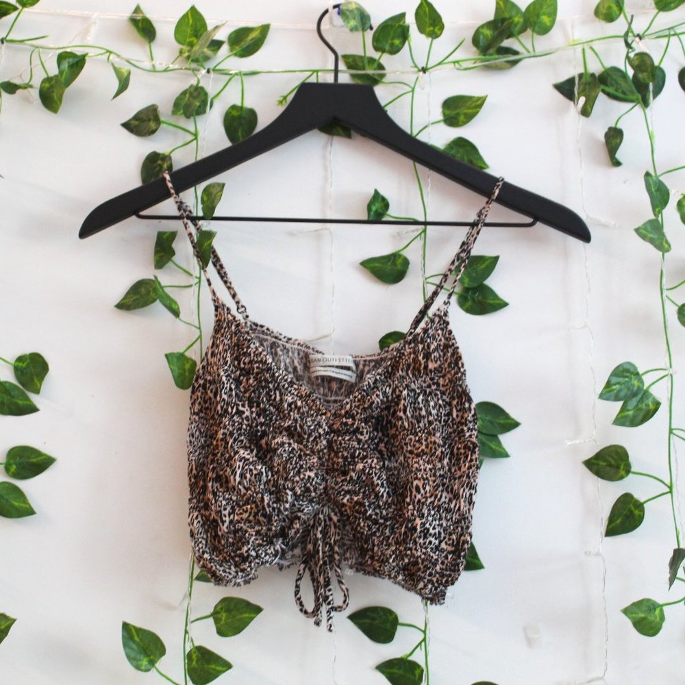Urban Outfitters BNWT Ruched Cheetah Print Cropped Tank Top